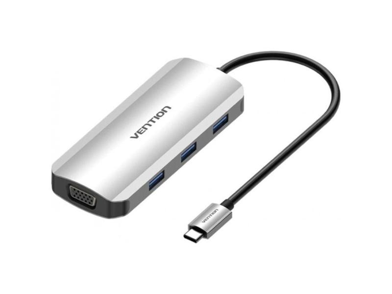 Docking USB Tipo-C Vention TOIHB/ 1xHDMI/ 1xVGA/ 3xUSB/ 1xUSB Tipo-C PD/ Gris