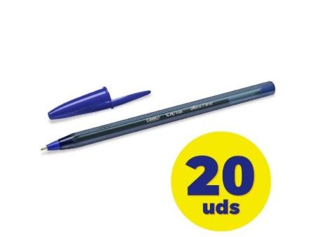 Caja de Bolígrafos de Tinta de Aceite Bic Cristal Exact Ultrafine 992605/ 20 unidades/ Azules