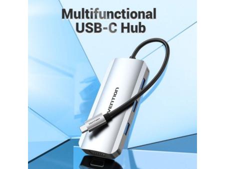 Docking USB Tipo-C Vention TOIHB/ 1xHDMI/ 1xVGA/ 3xUSB/ 1xUSB Tipo-C PD/ Gris