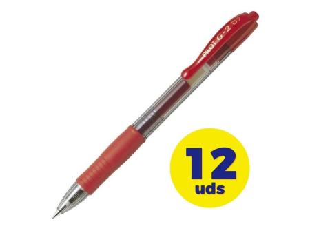 Caja de Bolígrafos de Tinta de Gel Retráctil Pilot G-2/ 12 unidades/ Rojos