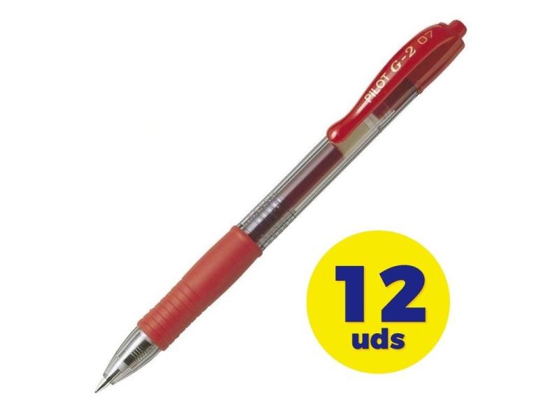 Caja de Bolígrafos de Tinta de Gel Retráctil Pilot G-2/ 12 unidades/ Rojos