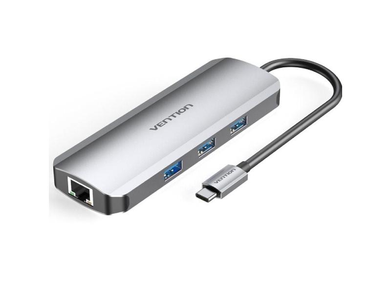 Docking USB Tipo-C Vention TOKHB/ 1xHDMI/ 3xUSB/ 1xUSB Tipo-C PD/ 1xRJ45/ 1xLector Tarjetas SD y MicroSD/ Gris