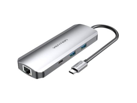 Docking USB Tipo-C Vention TOMHB/ 1xHDMI/ 2xUSB/ 1xUSB Tipo-C/ 1xUSB Tipo-C PD/ 1xRJ45/ 1xLector Tarjetas SD y MicroSD/ Jack 3.5