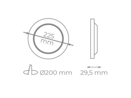 Downlight Iglux IG-54-18W-F/ Circular/ Ø225 x 29.5mm/ Potencia 18W/ 1720 Lúmenes/ 6000ºK/ Blanco