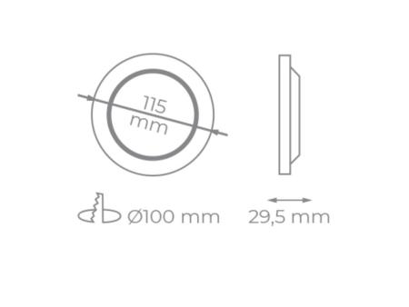 Downlight Iglux IG-54-7R-F/ Circular/ Ø115 x 29.5mm/ Potencia 7W/ 640 Lúmenes/ 6000ºK/ Blanco