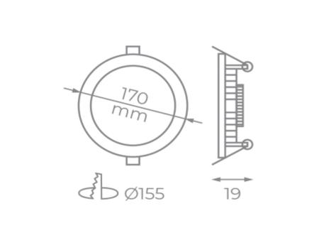 Downlight Iglux LS-102113-FB V2/ Circular/ Ø170 x 19mm/ Potencia 13W/ 1130 Lúmenes/ 6000ºK/ Blanco