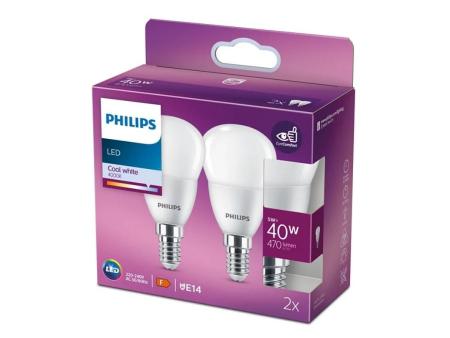 Bombilla Led Philips LED/ Casquillo E14/ 5W/ 470 Lúmenes/ 4000K/ Pack de 2 Uds