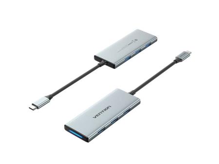 Docking USB Tipo-C Vention TOPHB/ 1xHDMI/ 3xUSB/ 1xLector Tarjetas SD y MicroSD/ Gris