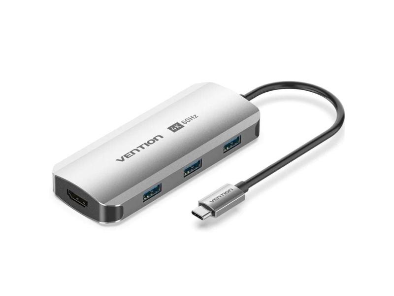 Docking USB Tipo-C Vention TQDHB/ 1xHDMI 4K/ 3xUSB/ 1xUSB Tipo-C PD/ Gris