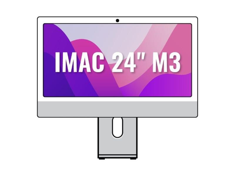 Apple iMac 24' Retina 4,5K / M3 8-Core CPU/ 8Gb/ 256Gb SSD/ 8-Core GPU/ Plata