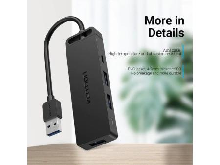 Docking USB 3.0 Vention CHVBB/ 3xUSB/ 1xMicroUSB PD/ 1xLector Tarjetas/ Negro