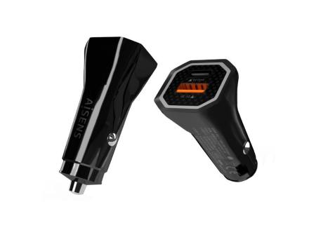 Cargador de Coche Aisens ASCH-CAR2PQC-BK/ 1xUSB-Tipo C/ 1xUSB/ 38W