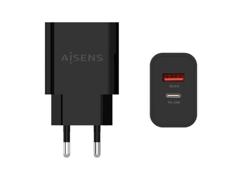 Cargador de Pared Aisens A110-0682/ 1xUSB Tipo-C/ 1x USB/ 20W