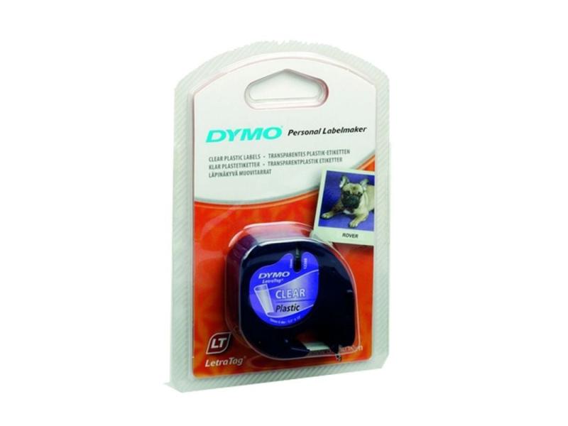 Cinta Rotuladora Adhesiva de Plástico Dymo 12267/ para Letratag/ 12mm x 4m/ Negra-Transparente