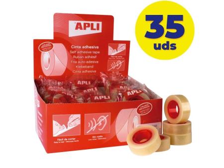 Caja de Cintas Adhesivas Transparentes Apli 11103/ 1.9cm x 33m/ 35 unidades