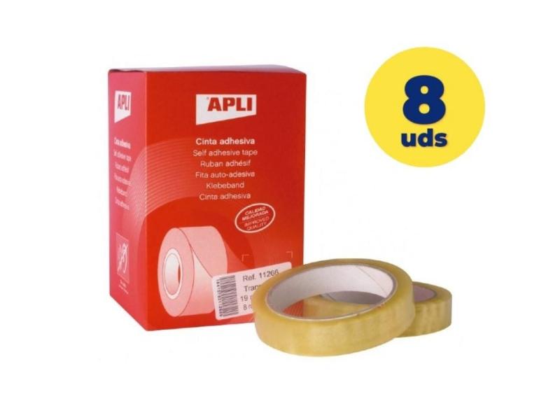 Caja de Cintas Adhesivas Transparentes Apli 11266/ 1.9cm x 66m/ 8 unidades