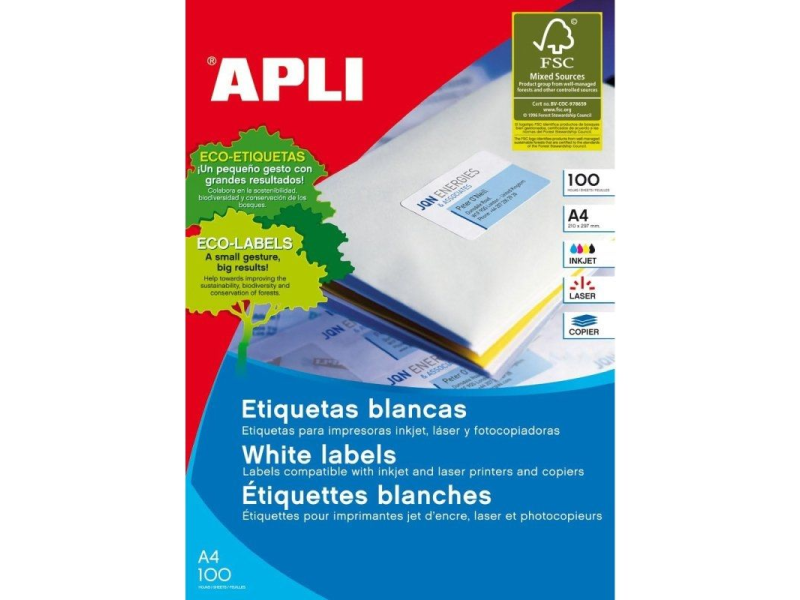 Etiquetas Adhesivas Apli 01263/ 64.6 x 33.8mm/ 100 Hojas