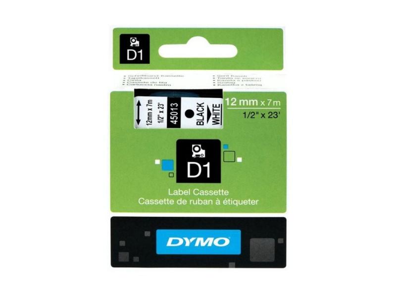 Cinta Rotuladora Adhesiva de Poliéster Dymo D1 45021/ para Label Manager/ 12mm x 7m/ Blanca-Negra