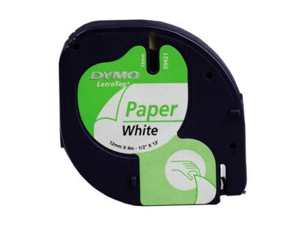 Cinta Rotuladora Adhesiva de Papel Dymo 59421/ para Letratag/ 12mm x 4m/ Blanca