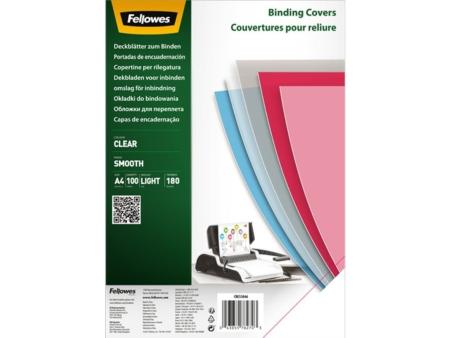 Portadas de Polietileno Fellowes 5384601/ A4/ 180 Micras/ 100 unidades/ Transparente