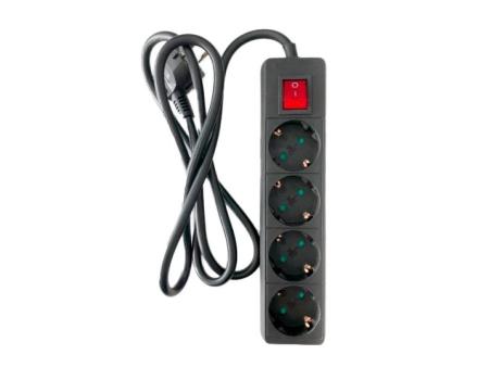 Regleta con interruptor 3GO REG4/ 4 Tomas de corriente/ Cable 1.7m/ Negra