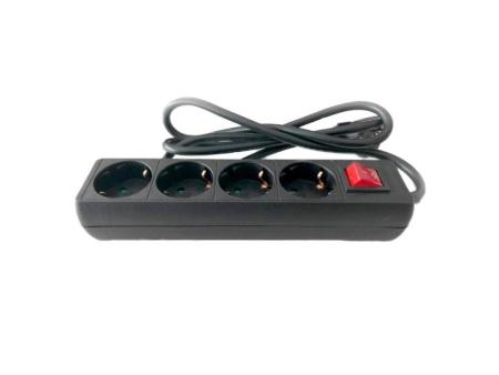 Regleta con interruptor 3GO REG4/ 4 Tomas de corriente/ Cable 1.7m/ Negra