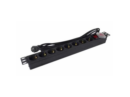 Regleta con Interruptor Phasak BNS 1520/ 8 Tomas de Corriente/ Cable 3m/ Negro