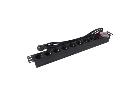 Regleta con Interruptor Phasak BNS 1520/ 8 Tomas de Corriente/ Cable 3m/ Negro