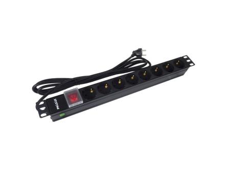 Regleta con Interruptor Phasak BNS 1520/ 8 Tomas de Corriente/ Cable 3m/ Negro