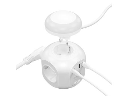 Regleta con Interruptor y Luz Nocturna Aisens ASPS-2A1CLPQ02-W/ 4 Tomas de Corriente/ 1 USB Tipo-C PD/ 2 USB/ Cable 1.8m/ Blanco