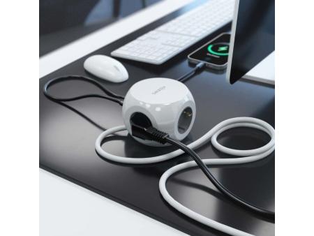 Regleta con Interruptor Aisens ASPS-2A2C04-W/ 3 Tomas de Corriente/ 2 USB Tipo-C/ 2 USB/ Cable 1.4m/ Blanco