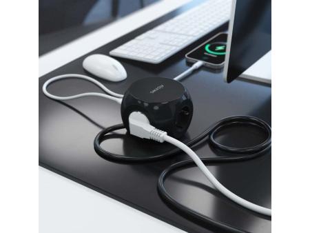 Regleta con Interruptor Aisens ASPS-2A2C05-BK/ 3 Tomas de Corriente/ 2 USB Tipo-C/ 2 USB/ Cable 1.4m/ Negro