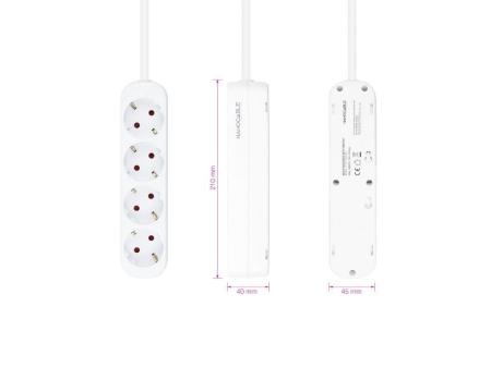 Regleta Nanocable 10.37.0004-NS/ 4 Tomas de Corriente/ Cable 1.4m/ Blanca