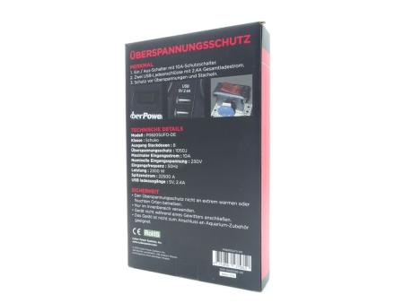 Regleta con Interruptor Cyberpower P0820SUD0-DE/ 8 Tomas de corriente/ 2 USB/ Cable 1.8m/ Negra