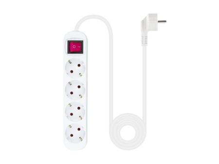 Regleta con Interruptor Nanocable 10.37.0004/ 4 Tomas de Corriente/ Cable 1.4m/ Blanca