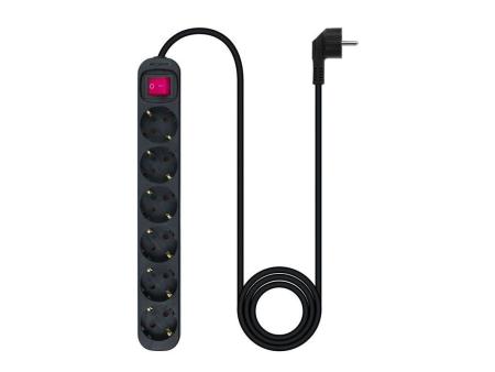 Regleta con Interruptor Nanocable 10.37.0006-BK/ 6 Tomas de Corriente/ Cable 1.4m/ Negro