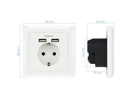 Roseta de Pared Nanocable 10.35.0010/ 1 Schuko/ 2 USB