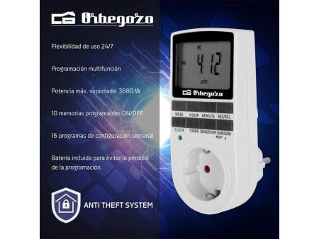 Programador de Enchufe Orbegozo PG 25/ Potencia Máxima 3680W