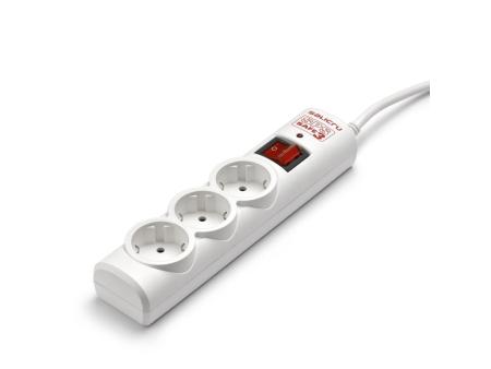 Regleta con interruptor Salicru SPS SAFE 3/ 3 Tomas de corriente/ Cable 1.5m/ Blanca