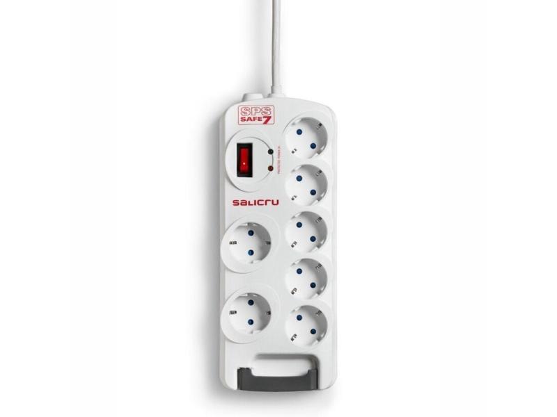 Regleta con interruptor Salicru SAFE 7/ 7 Tomas de corriente/ Cable 1.8m/ Blanca