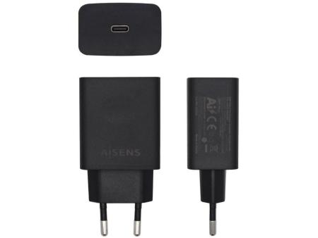 Cargador de Pared Aisens ASCH-1PD20-BK/ 1xUSB Tipo-C/ 20W