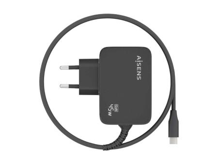 Cargador Gan de Pared Aisens ASCH-1PD45WL032-BK/ 1xUSB Tipo-C + Cable 1.8m/ 45W