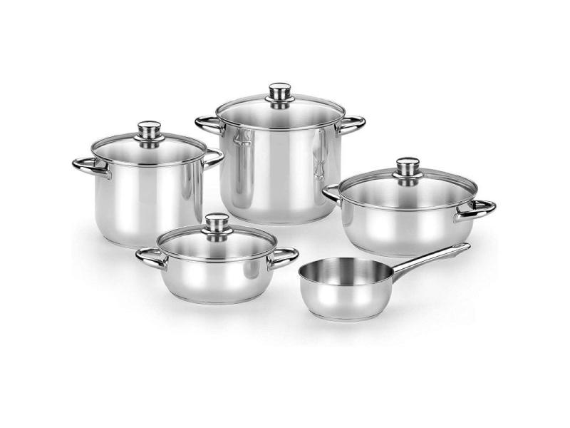 Pack Batería de Cocina Monix Optima2 MA50001/ Cazo Ø16cm/ Ollas Ø20 - 24cm/ Cacerolas Ø20 - 24cm/ Acero Inoxidable/ Apta para In