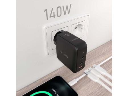 Cargador Gan de Pared Aisens ASCH-140W3P031-BK/ 2xUSB Tipo-C/ 1xUSB/ 140W