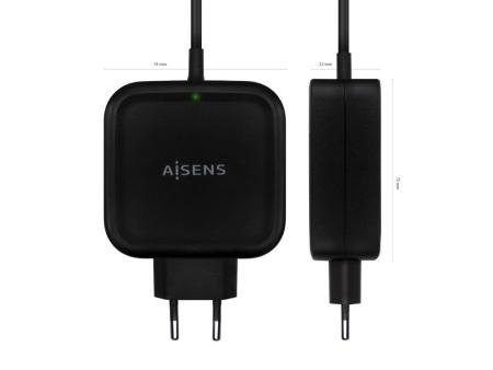 Cargador de Pared Aisens ASCH-1PD65WL-BK/ 1xUSB Tipo-C/ 65W