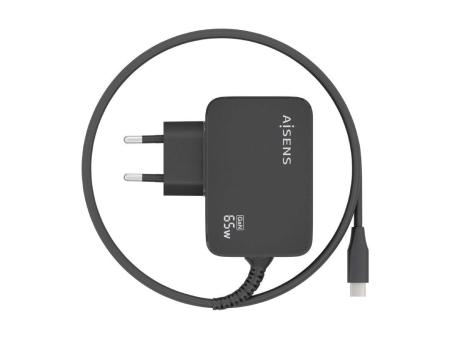 Cargador Gan de Pared Aisens ASCH-1PD65WL033-BK/ 1xUSB Tipo-C + Cable 1.8m/ 65W