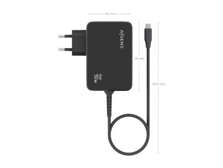 Cargador Gan de Pared Aisens ASCH-1PD90WL034-BK/ 1xUSB Tipo-C + Cable 1.8m/ 90W