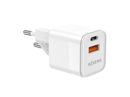 Cargador Gan de Pared Aisens ASCH-20W2P002-W/ 1xUSB Tipo-C/ 1xUSB/ 20W