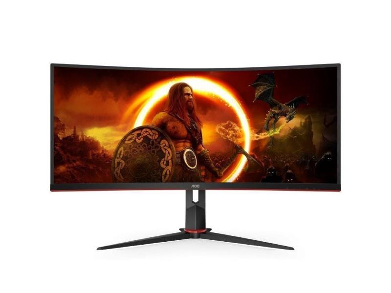 Monitor Gaming Ultrapanorámico Curvo AOC CU34G2X/BK  34'/ WQHD/ 1ms/ 144Hz/ VA/ Negro y Rojo