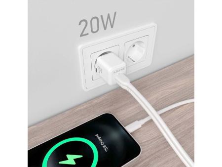 Cargador Gan de Pared Aisens ASCH-20W2P010-W/ 1xUSB Tipo-C/ 1xUSB/ 20W